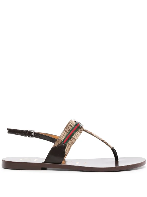 Gucci Interlocking G Flat Sandals in Neutrals