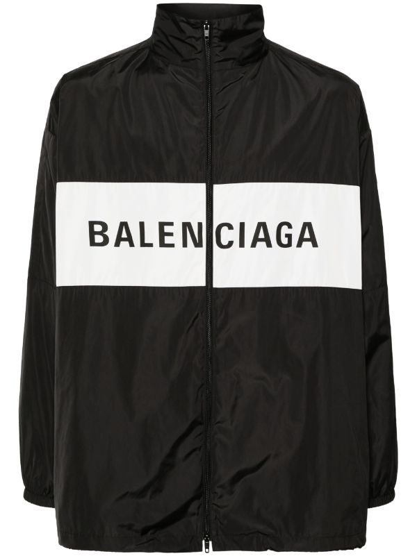 Balenciaga logo print zip up Windbreaker Black FARFETCH CA