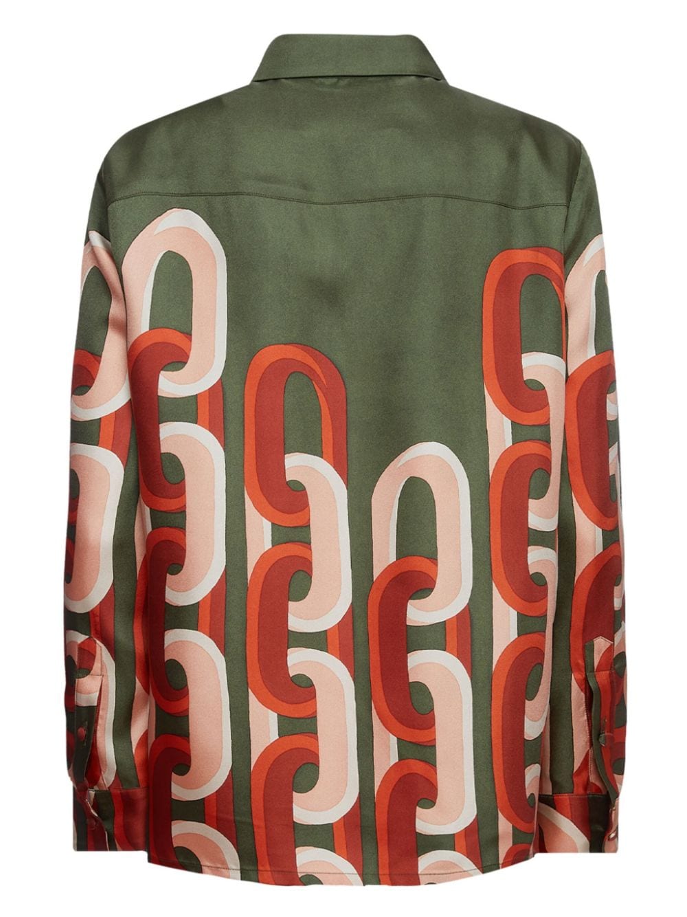 Shop La Doublej Silk Geometric Print Shirt In Green