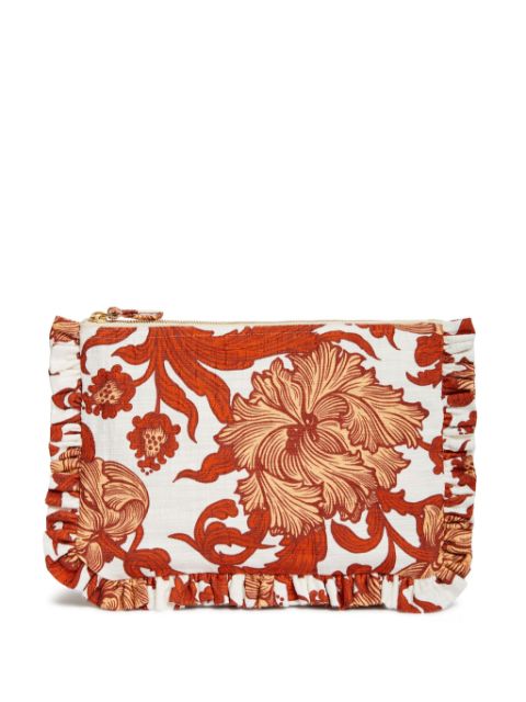 La DoubleJ floral-print ruffle clutch