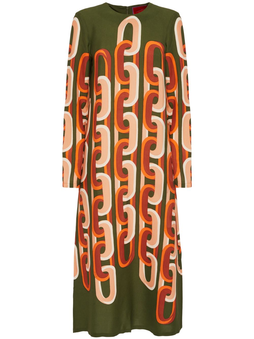 La DoubleJ Midi-jurk met kettingprint Groen