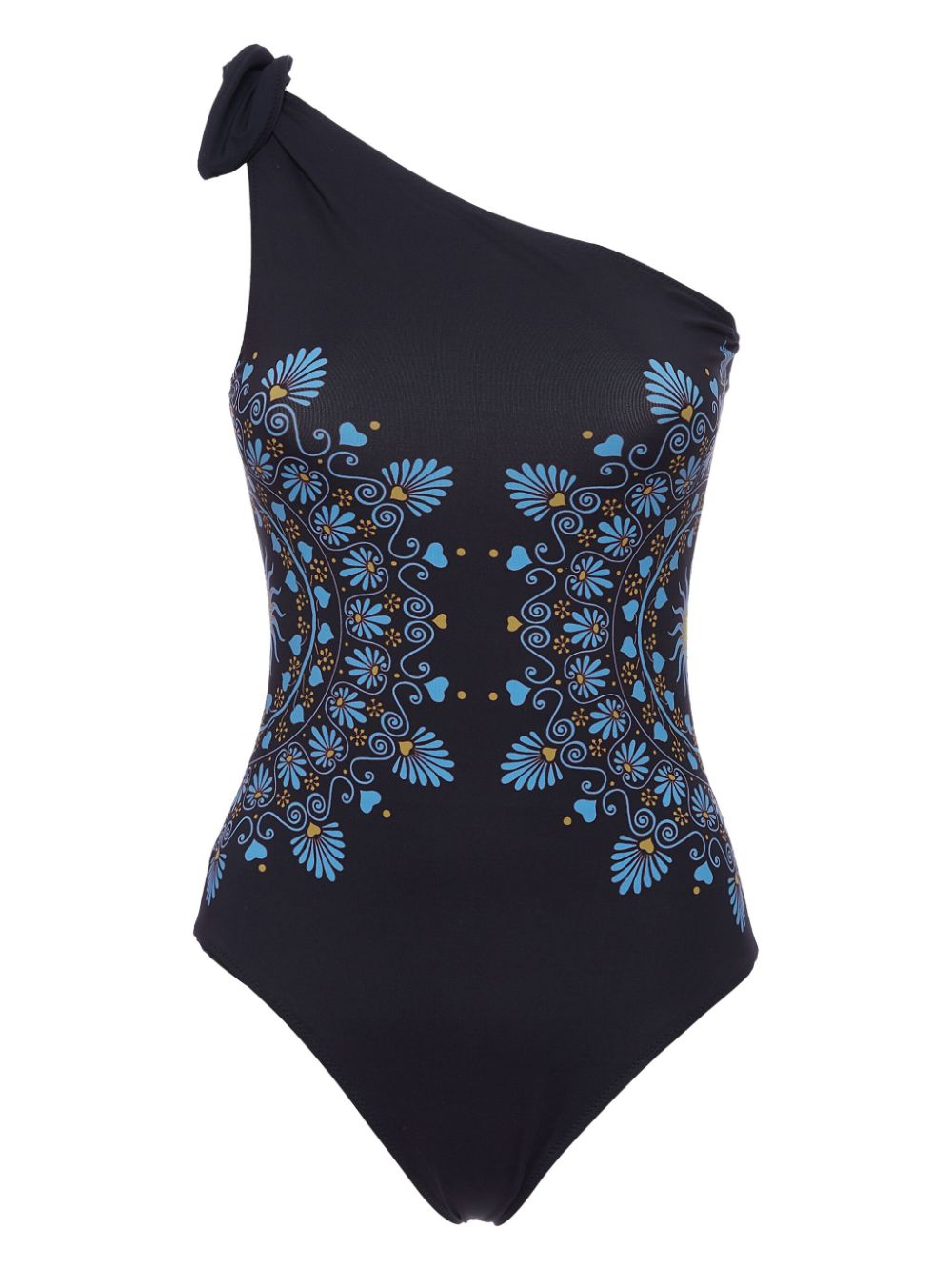 La DoubleJ Goddess one-shoulder swimsuit Blauw