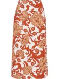 La DoubleJ floral-print high-waisted pencil skirt - White