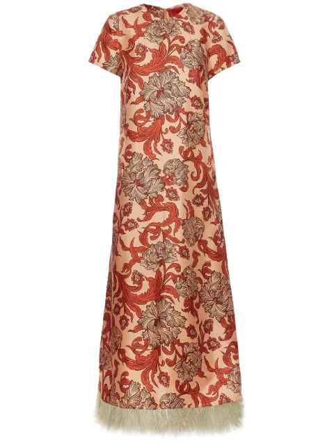 La DoubleJ Swing feather-trimmed dress