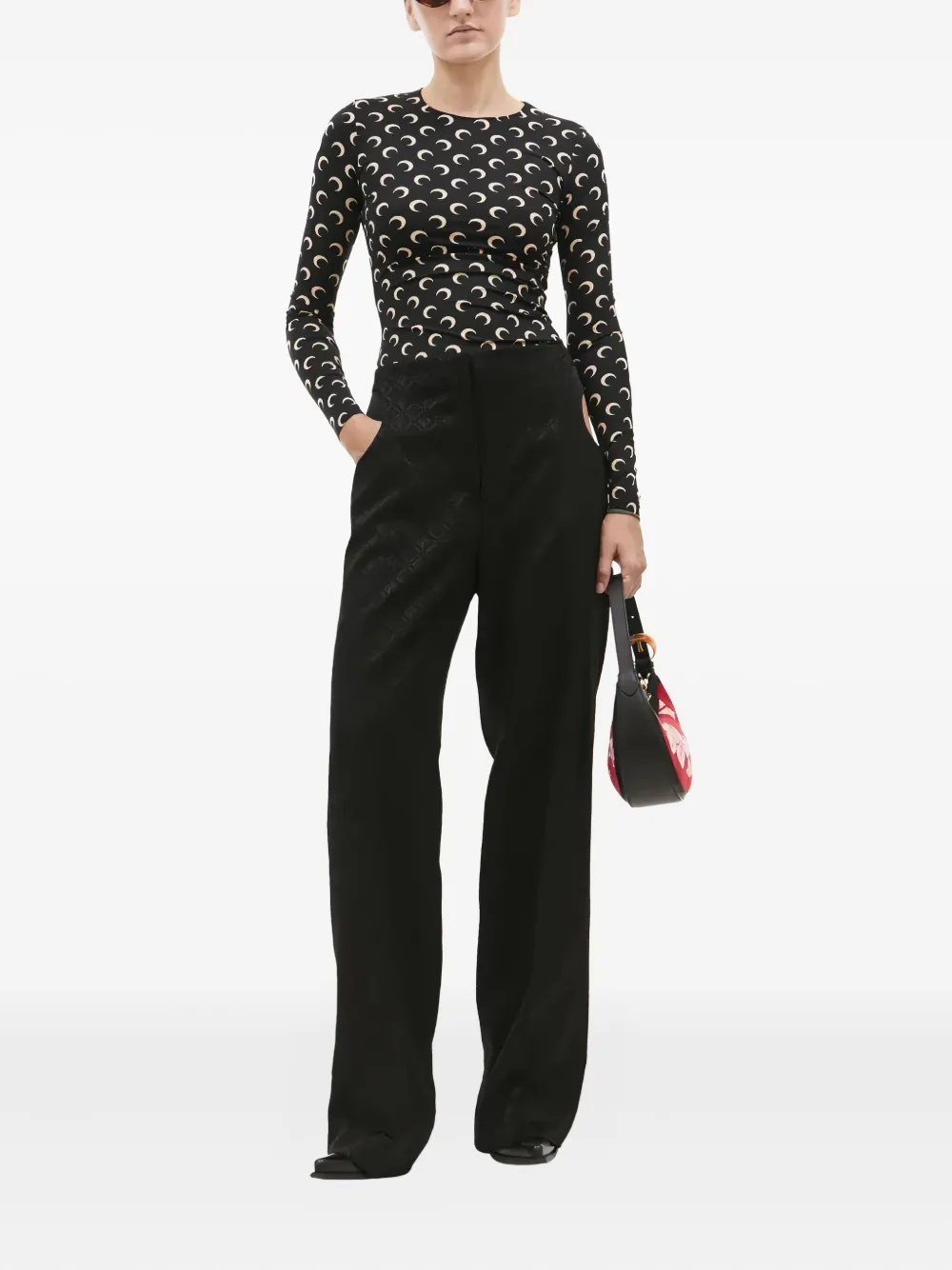 Marine Serre floral-print shoulder bag - Rood