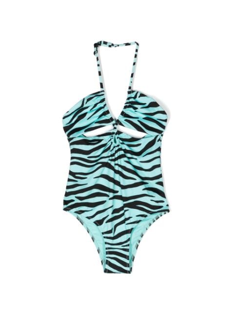 MC2 Saint Barth Kids zebra-print halterneck swimsuit