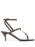 Saint Laurent Cassandra 60mm leather sandals - Brown