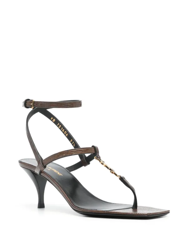 【関税&送料込】Saint Laurent Cassandra Sandals SAINT LAURENT Cassandra logo-embellished patent-leather