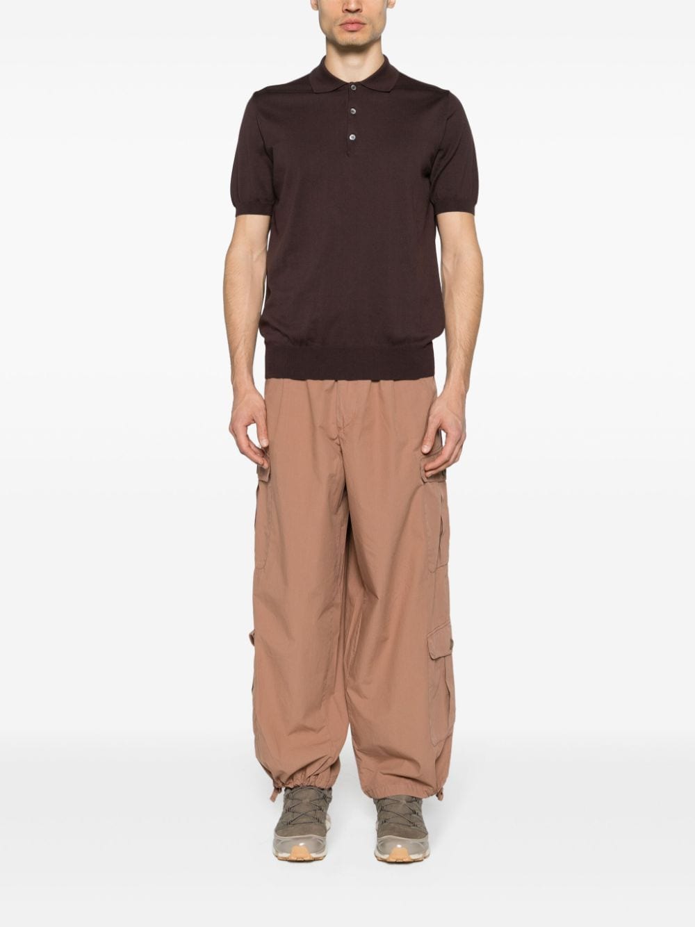 Emporio Armani straight-leg cotton cargo trousers - Bruin