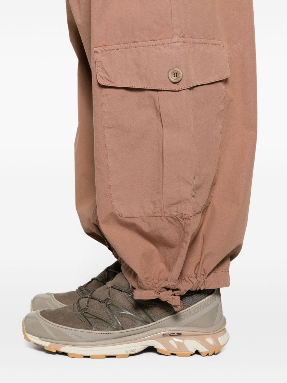 Shop Emporio Armani Straight-leg Cotton Cargo Trousers In Braun