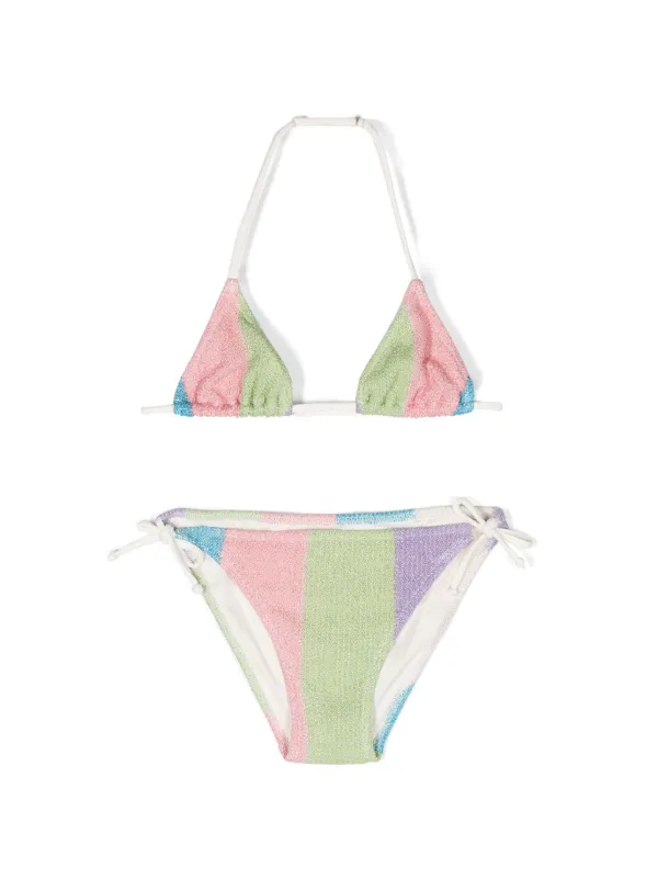 MC2 Saint Barth Kids metallic threading Striped Bikini Pink FARFETCH BH