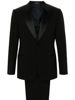 GIORGIO ARMANI 3つボタンのシングル高級黒タグ　スーツセット Giorgio Armani Virgin Wool Suit | Black | FARFETCH