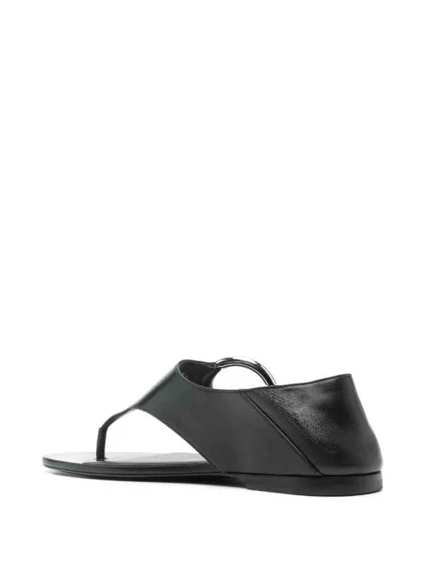 【送料&関税込】Saint Laurent Ring Leather Flat Sandals Saint Laurent Ring Leather Flat Sandals | Black | FARFETCH
