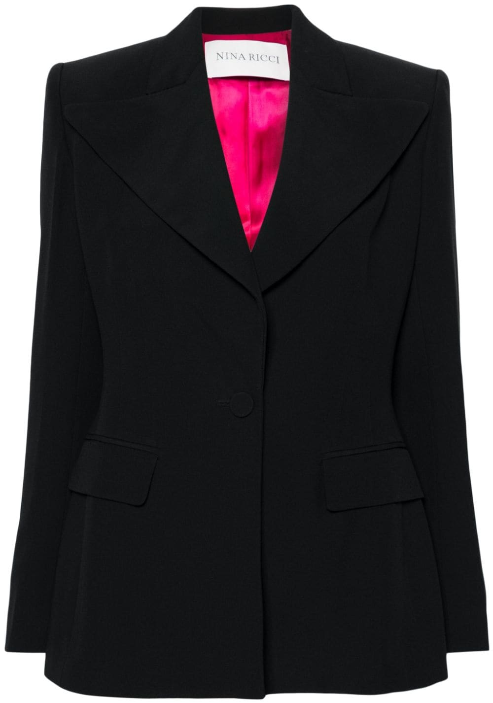 Shop Nina Ricci Wide-lapels Single-breasted Blazer In Black