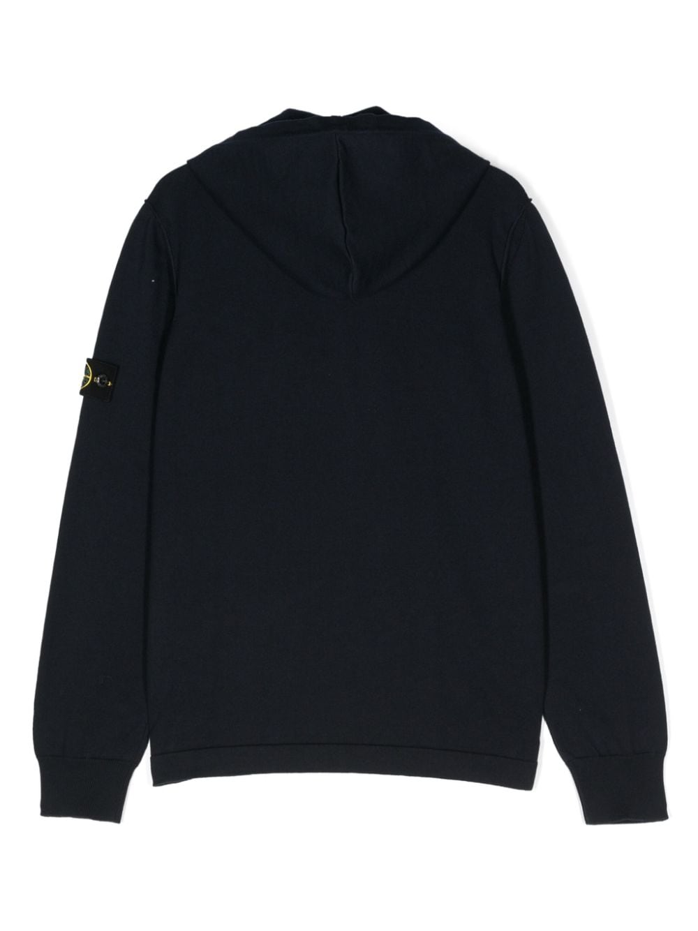 Shop Stone Island Junior Compass-motif Knitted Hoodie In Blue