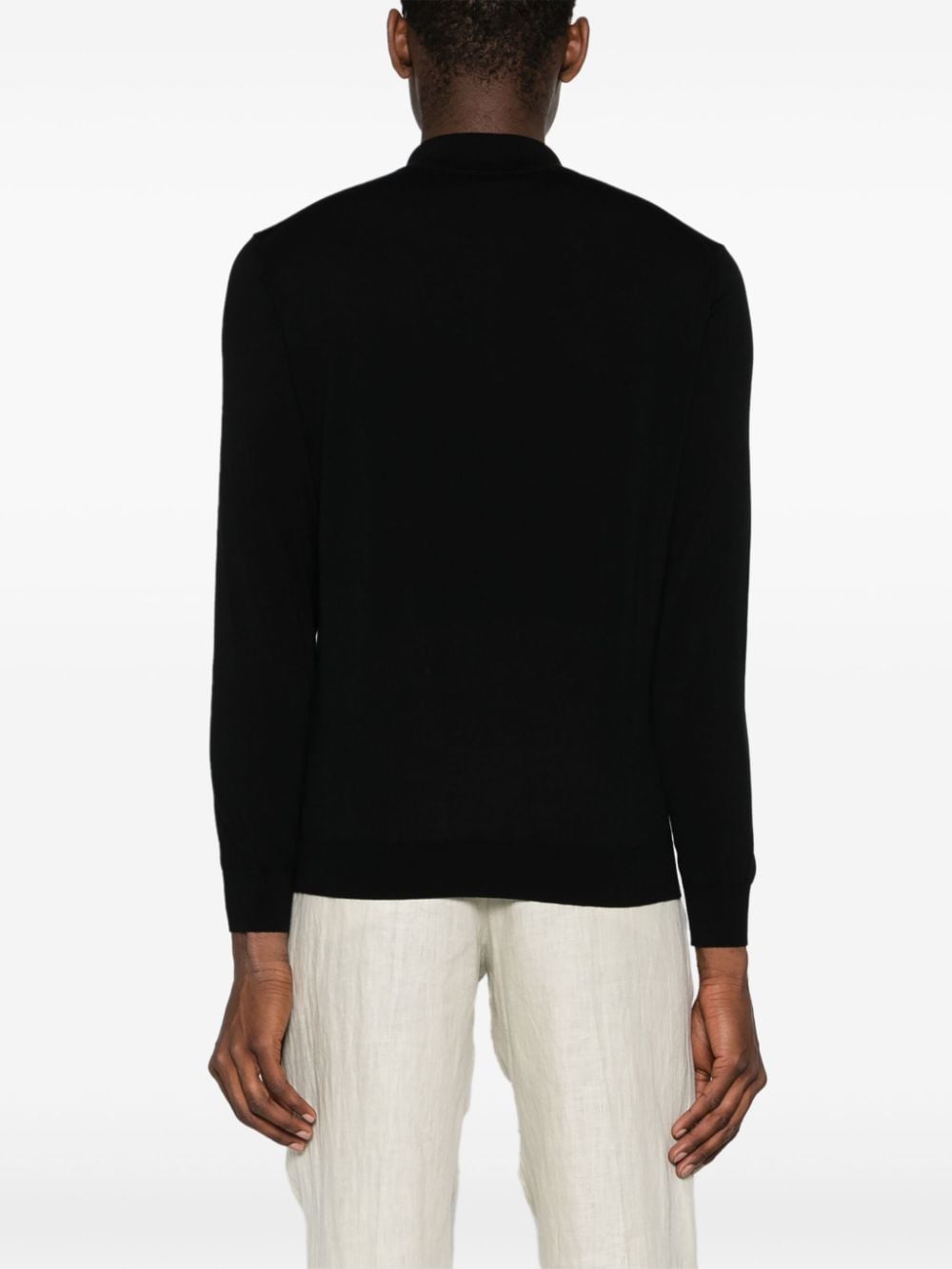 Shop Drumohr Fine-knit Polo Shirt In Black
