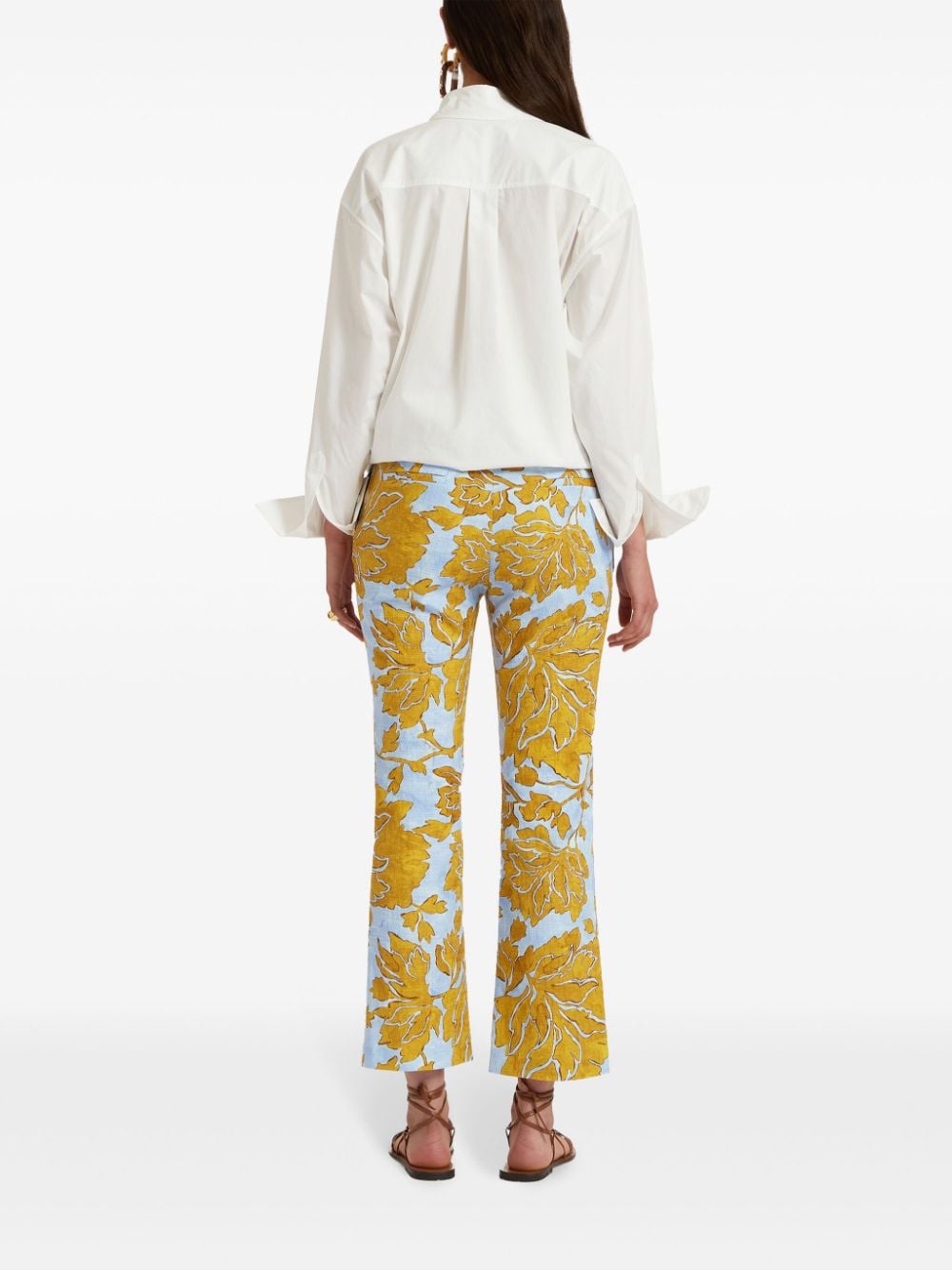 Shop La Doublej 24/7 Floral-print Cropped Trousers In Yellow