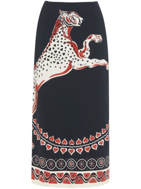 La DoubleJ Gattopardo-print pencil skirt 