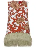 La DoubleJ La Scala feather-detail top - Red