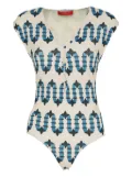 La DoubleJ geometric-print bathing suit - White