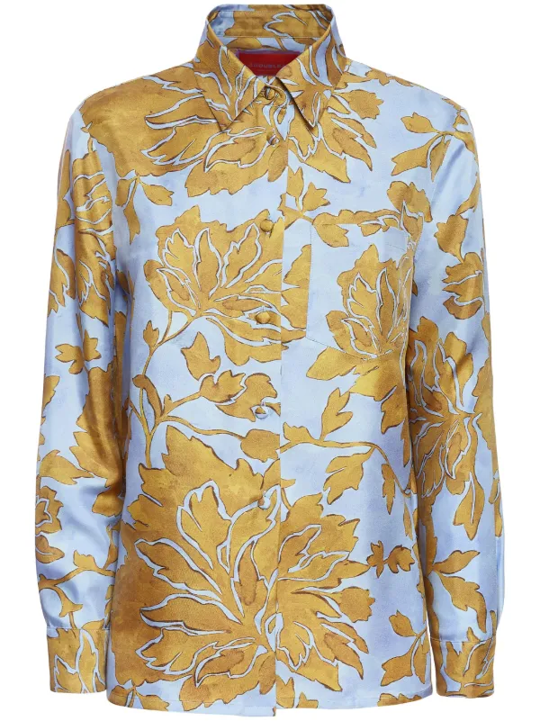 La DoubleJ floral-print Silk Shirt Yellow FARFETCH IN