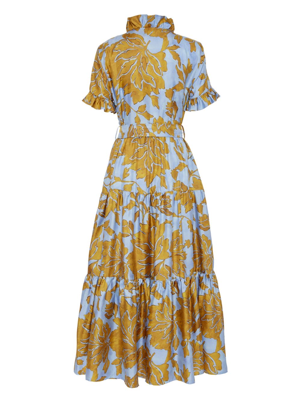 Shop La Doublej Ruffle-trim Floral-print Dress In Yellow