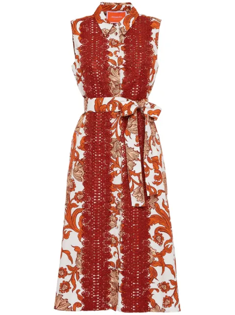 La DoubleJ Tootsie lace-panelling midi dress