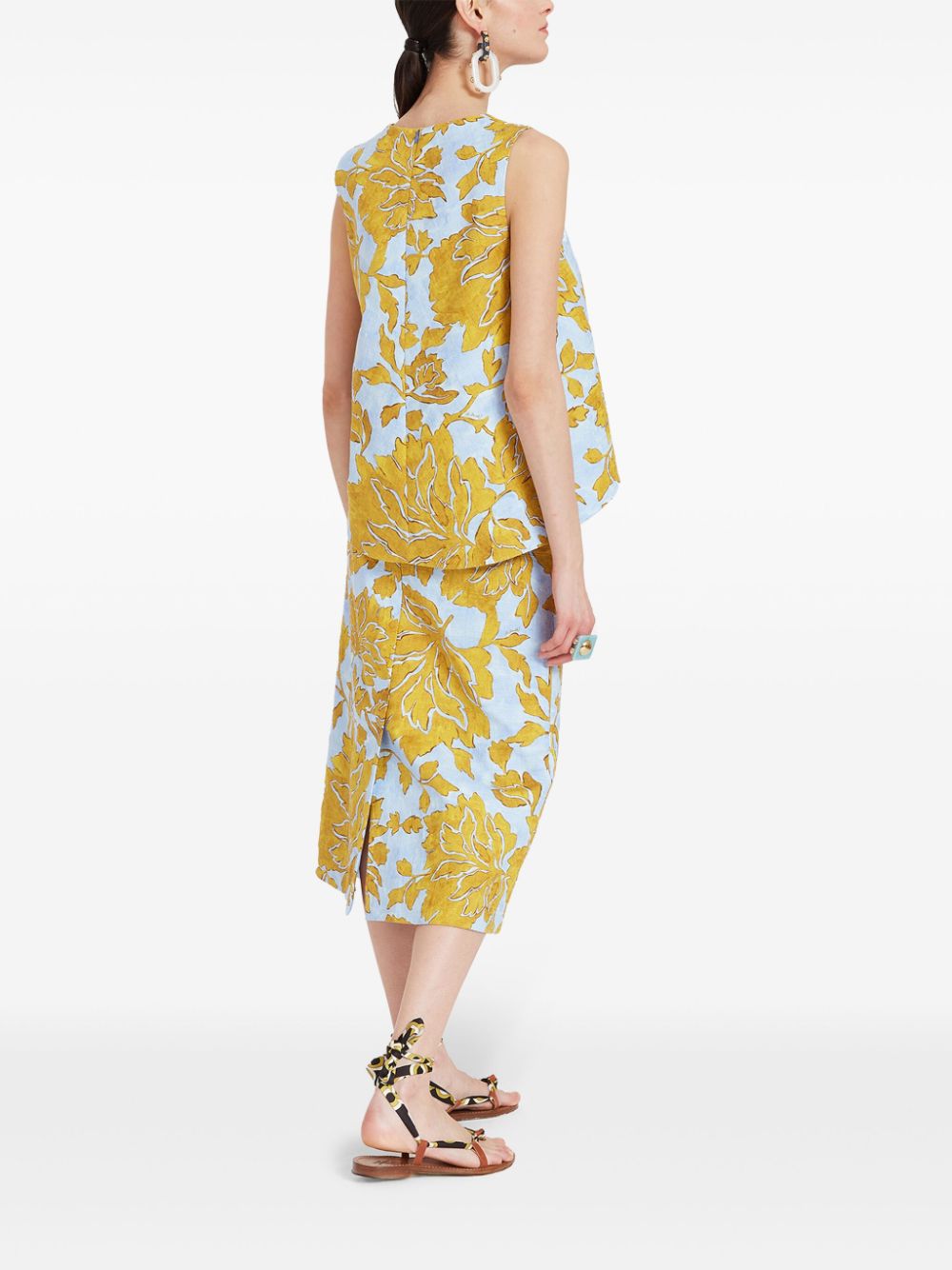 Shop La Doublej Floral-print Pencil Skirt In Yellow