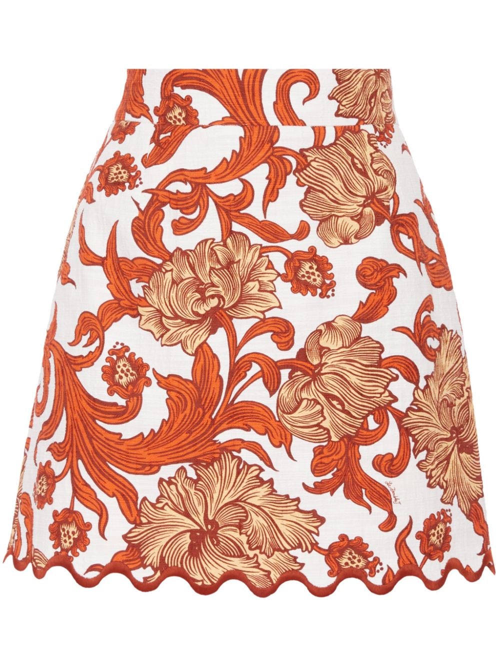 La Doublej Baia Floral-print Miniskirt In Orange