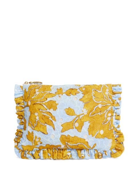 La DoubleJ ruffled guipure lace clutch