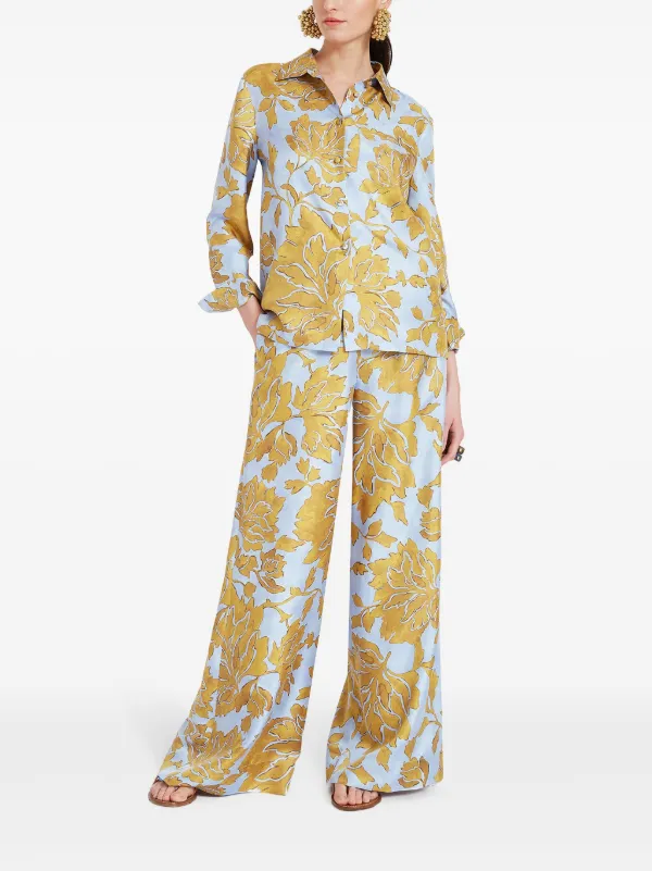 La DoubleJ floral-print Silk Palazzo Pants | Yellow | FARFETCH