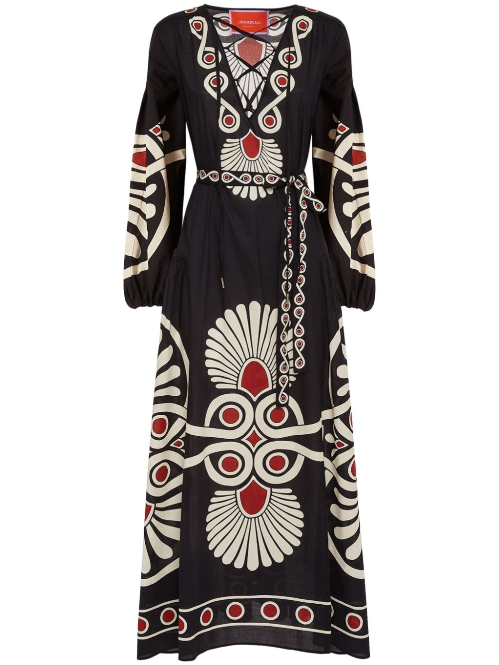 Shop La Doublej Viviana Geometric-print Dress In Black