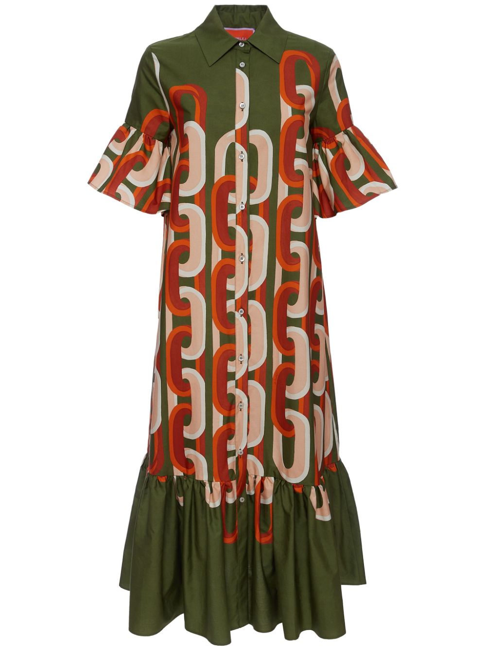 La Doublej Choux Chain-link Print Dress In Green