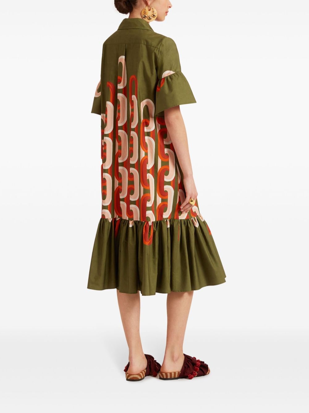 La DoubleJ Choux jurk met schakelkettingprint Groen