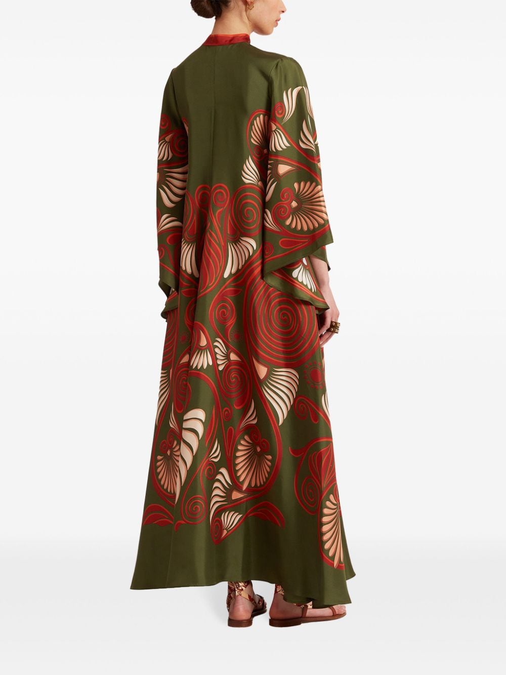 Shop La Doublej Magnifico Botanical-print Silk Dress In Green