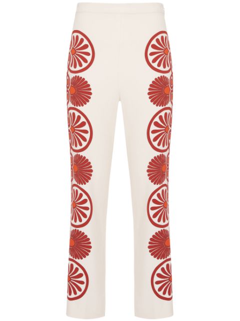 La DoubleJ Medallion-print cropped trousers 