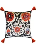 Les-Ottomans floral-print tassel cushion (50cm x 50cm) - White