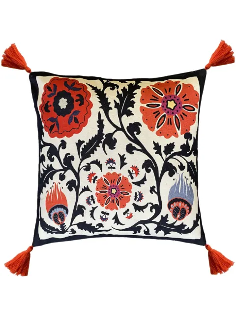 Les-Ottomans floral-print tassel cushion (50cm x 50cm)