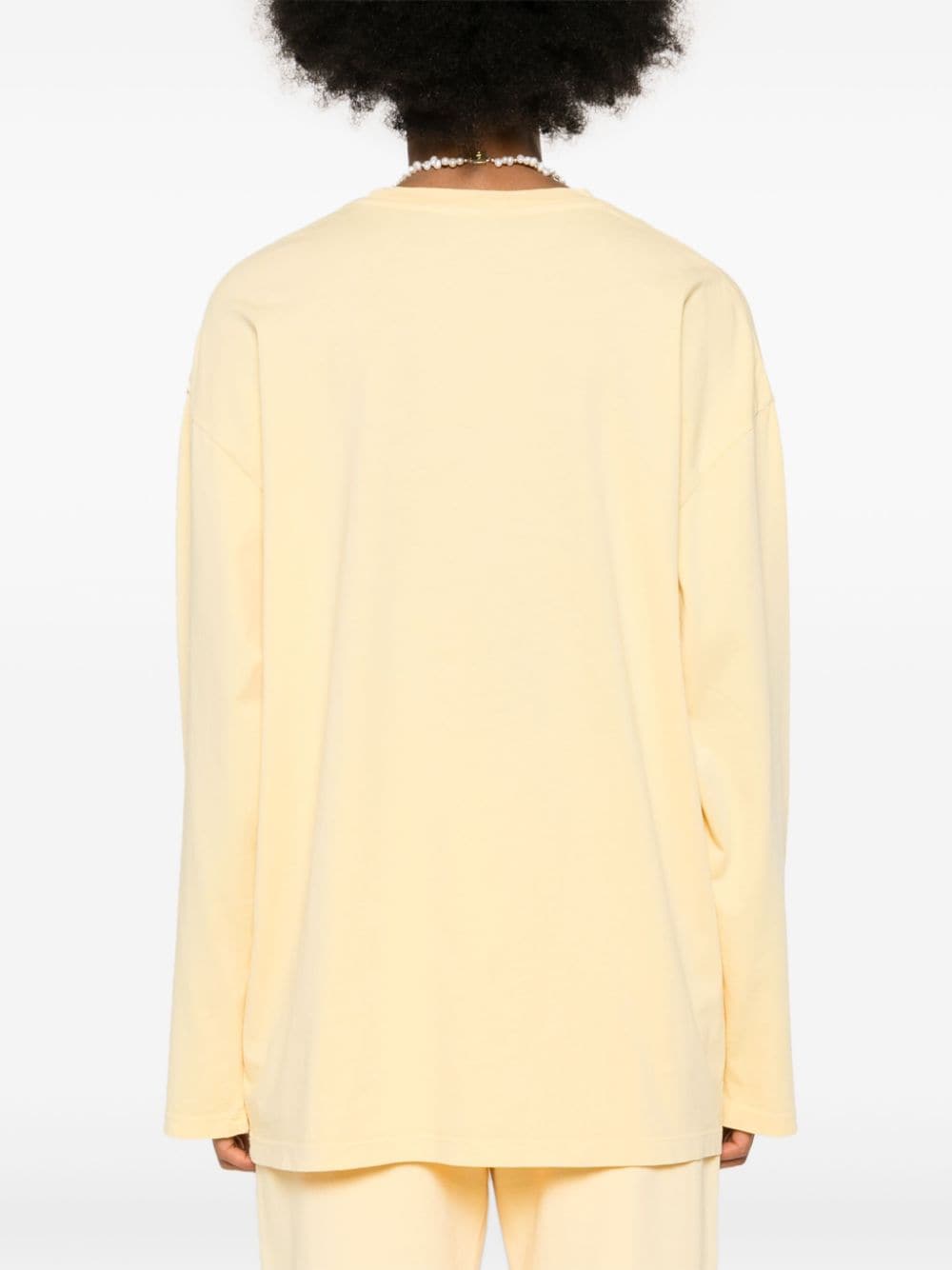 Shop Rotate Birger Christensen Logo-embroidered Long-sleeve T-shirt In Yellow