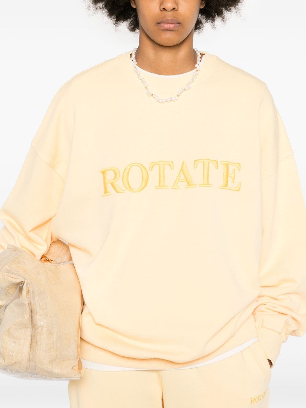 Shop Rotate Birger Christensen Logo-embroidered Sweatshirt In Yellow