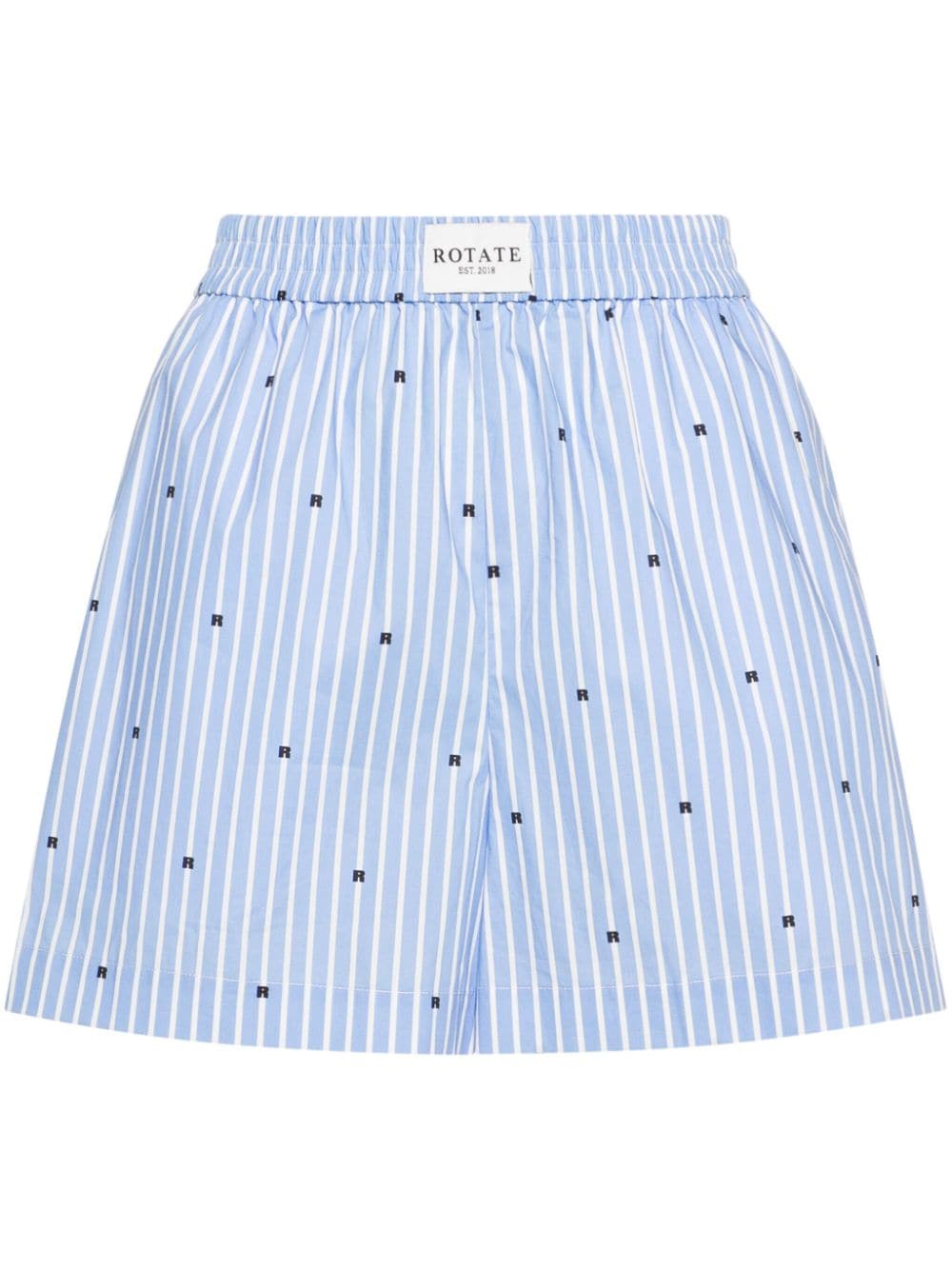 Rotate Birger Christensen Logo-print Striped Shorts In Blue