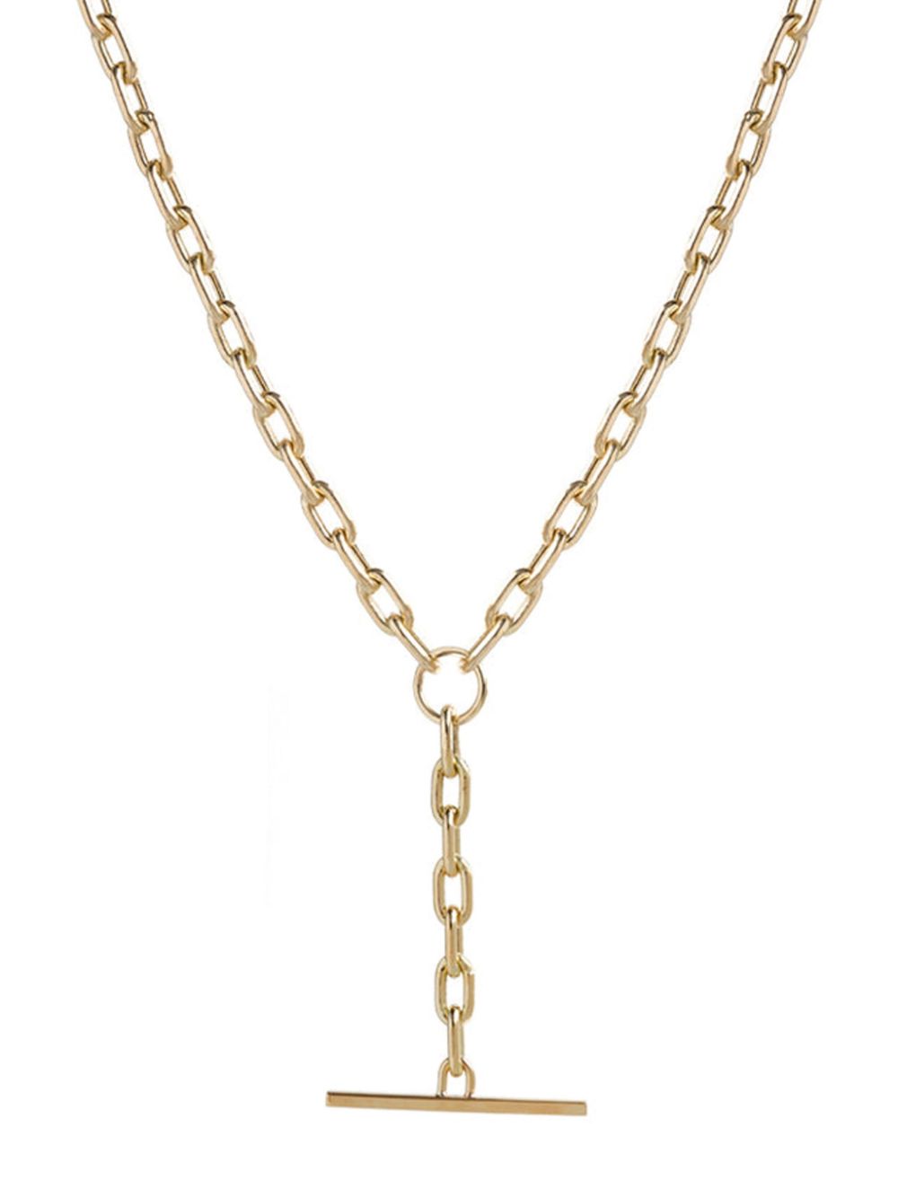 Zoë Chicco 14K GOLD MEDIUM SQUARE OVAL LINK FAUX TOGGLE LARIAT NECKLACE