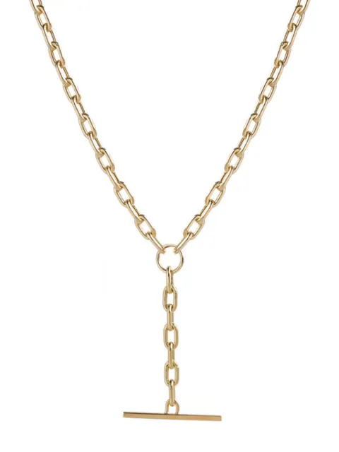Zoë Chicco 14K GOLD MEDIUM SQUARE OVAL LINK FAUX TOGGLE LARIAT NECKLACE