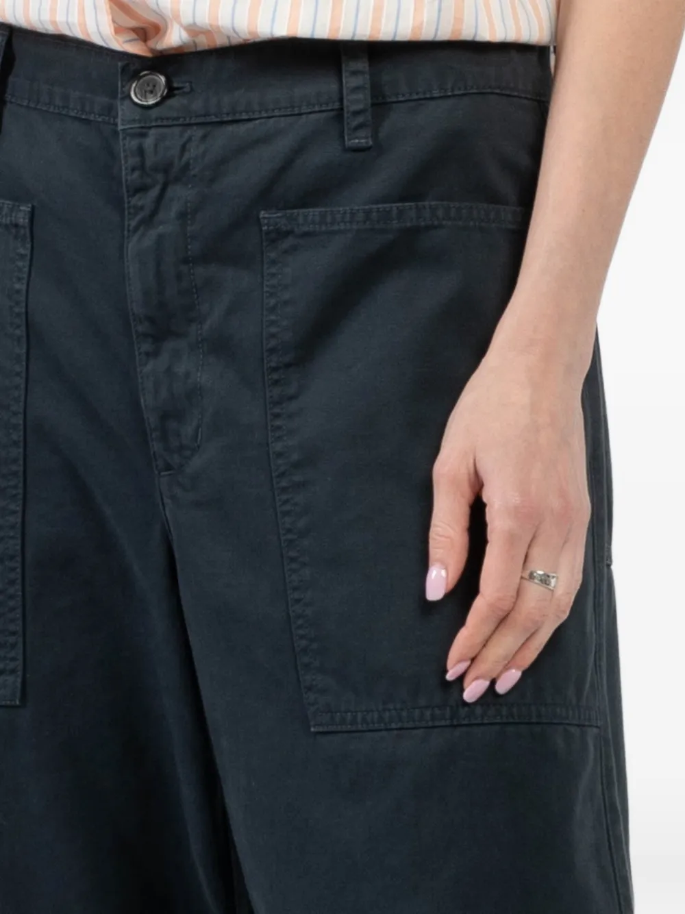 Velvet Patch-pocket Trousers In Multi