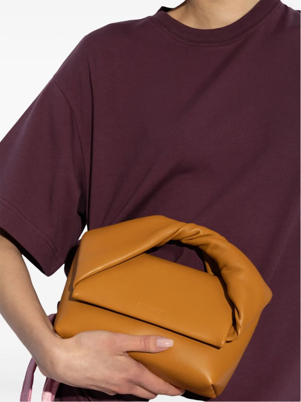 Jw Anderson Small Twister Leather Tote Bag In Brown