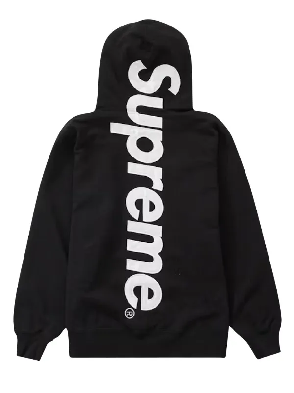 Supreme satin applique Hoodie Black FARFETCH TR
