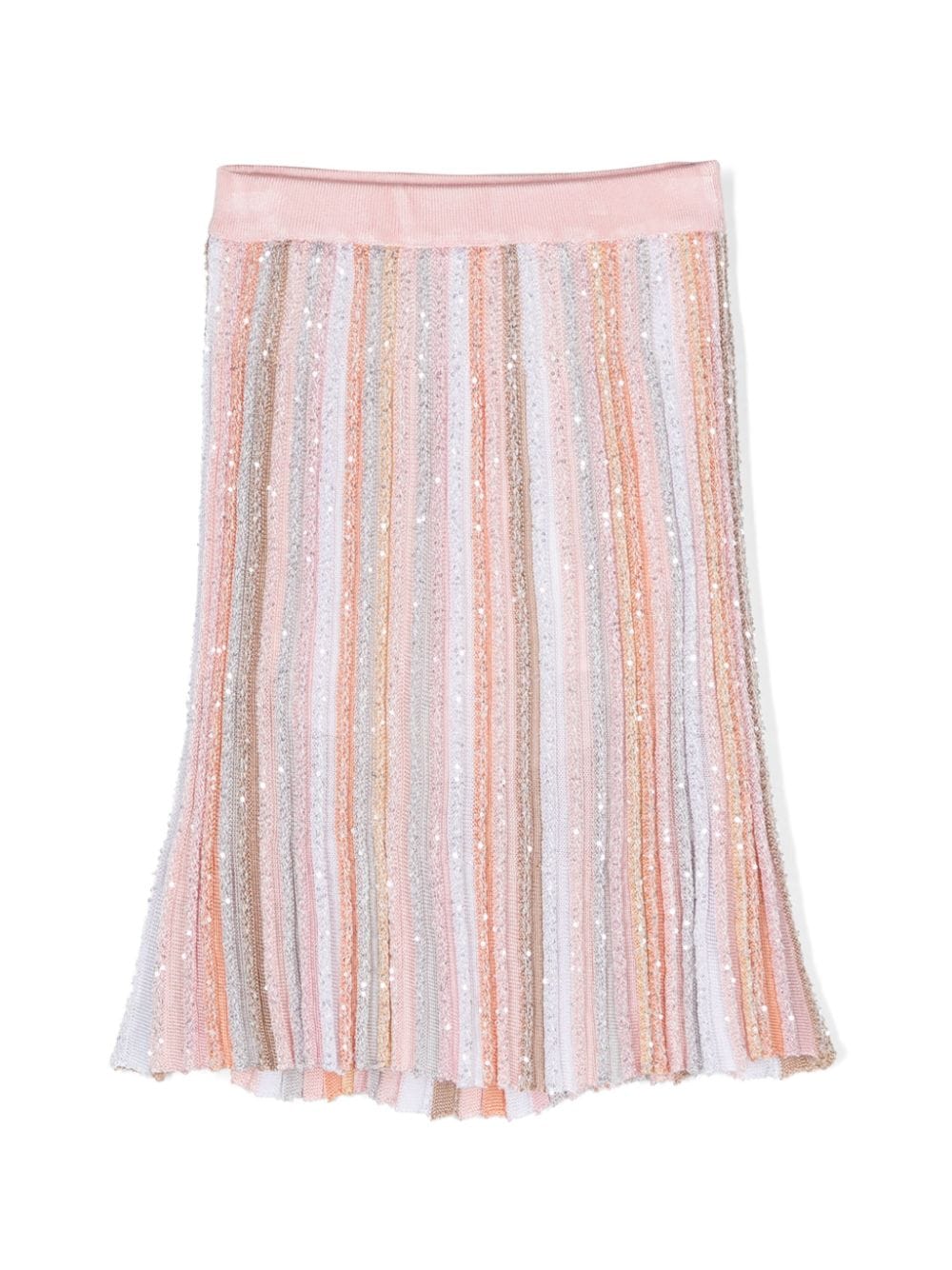 Missoni Kids' Sequin-embellished Knitted Skirt In Pink