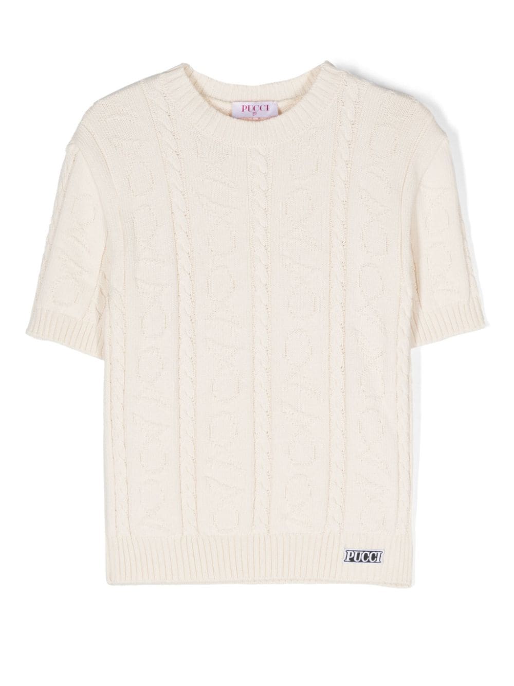 PUCCI Junior logo-patch knitted top Beige