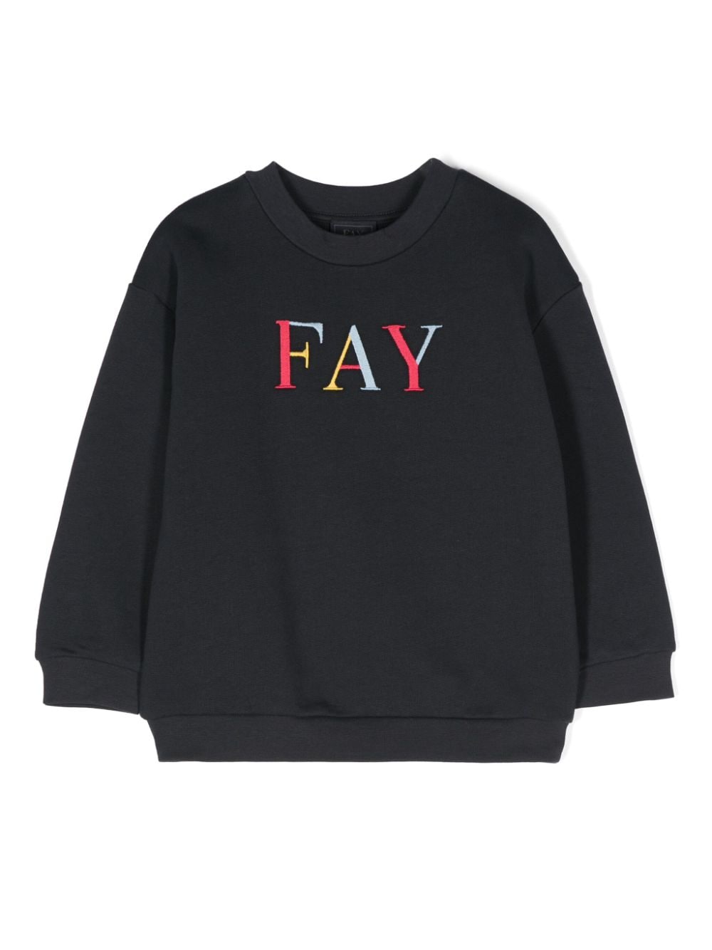 Fay Kids' Logo-embroidered Cotton Sweatshirt In Blue