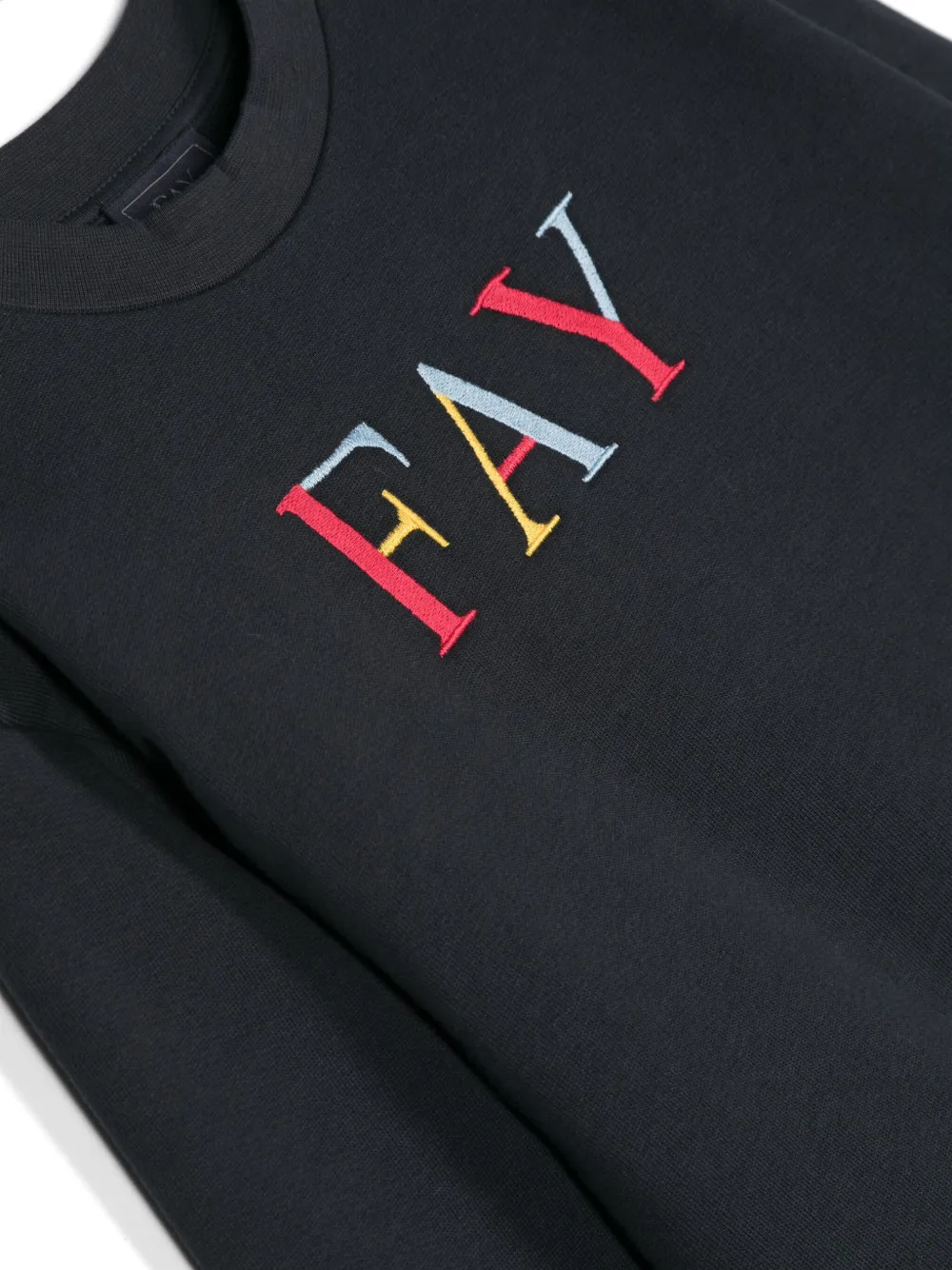 Fay Logo-embroidered Cotton Sweatshirt In Blue